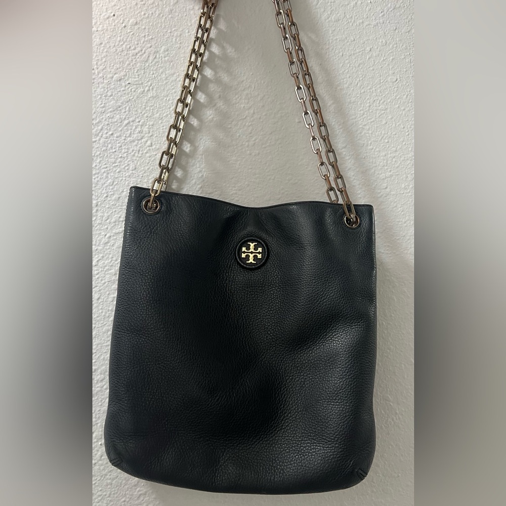 Tory Burch Black Leather Chain Shoulder Bag
